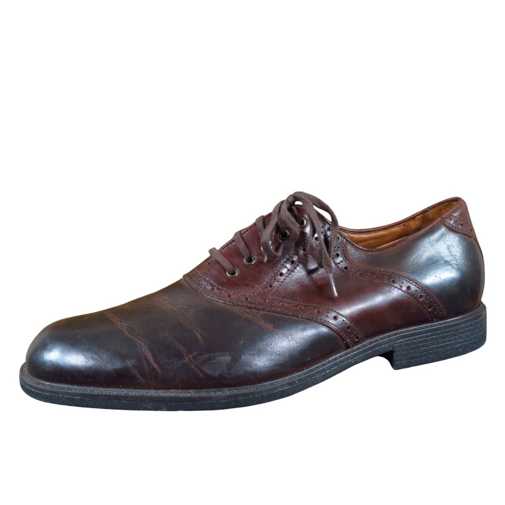 Johnston Murphy XC4 Mens Saddle Oxford Shoes Size 14 Brown Leather Lace Up Dress